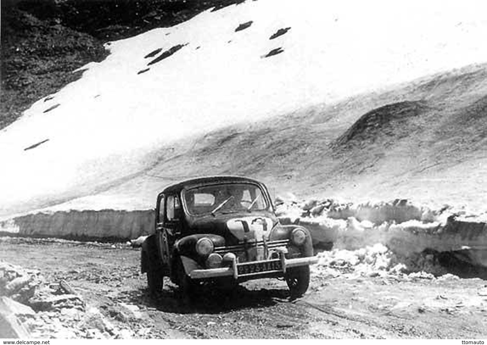 Rallye Coupe Des Alpes 1951  -  Renault 4CV  - Pilotes: Mireille Et Francois Landon  -  15x10cms PHOTO - Rally