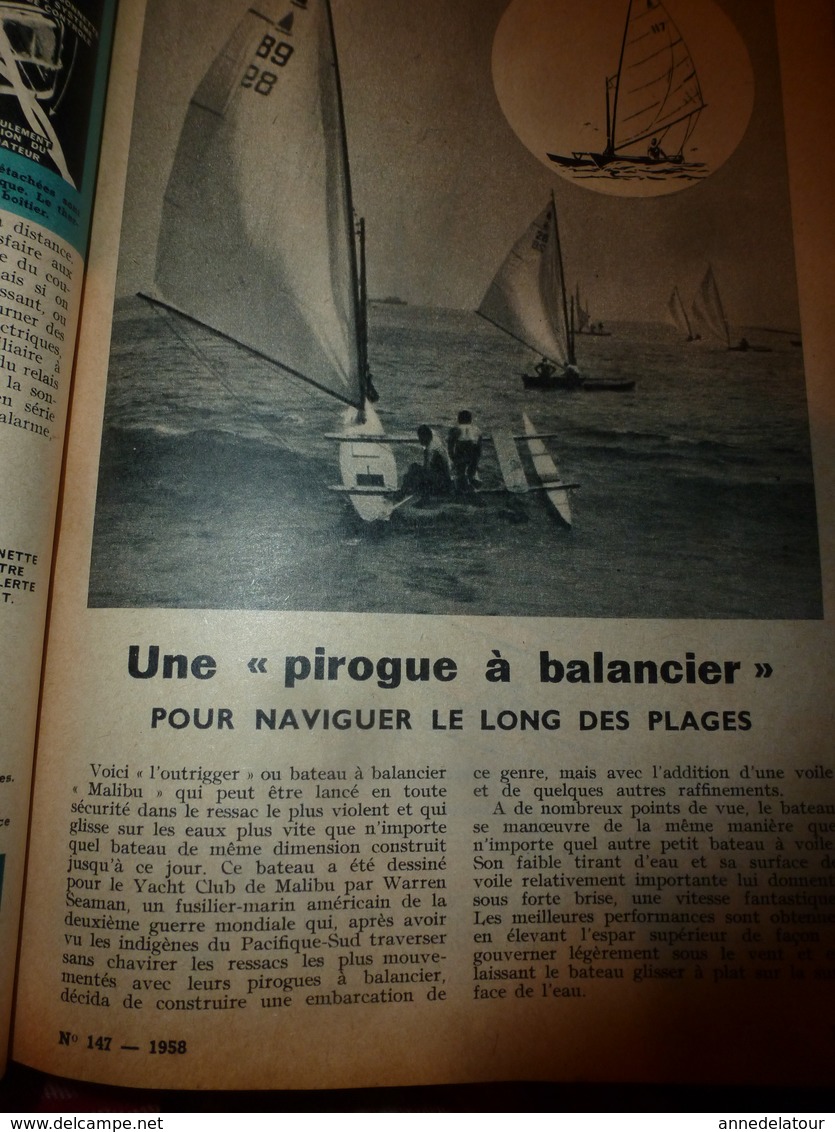 1958 MÉCANIQUE POPULAIRE: Le " Station-Wagon" FIAT ; Construire Sa Pirogue à Balancier; Faire Un Déshumidifieur éco; Etc - Voitures