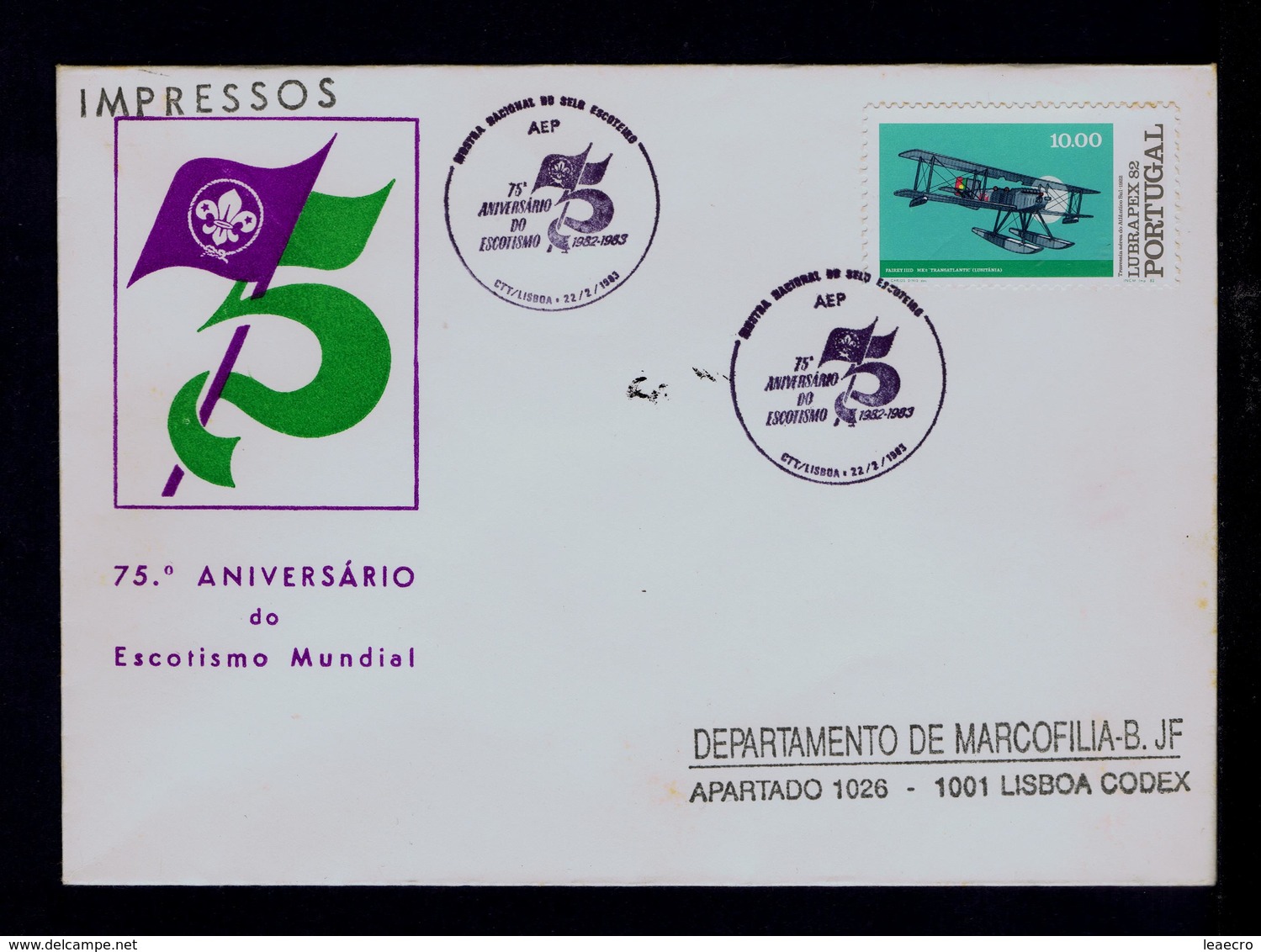 AEP 75 Anniv World Scouting Scoutisme Portugal 1982-1983 Scouts Boyscouts (pmk In Special Cover) Gc3631 - Covers & Documents