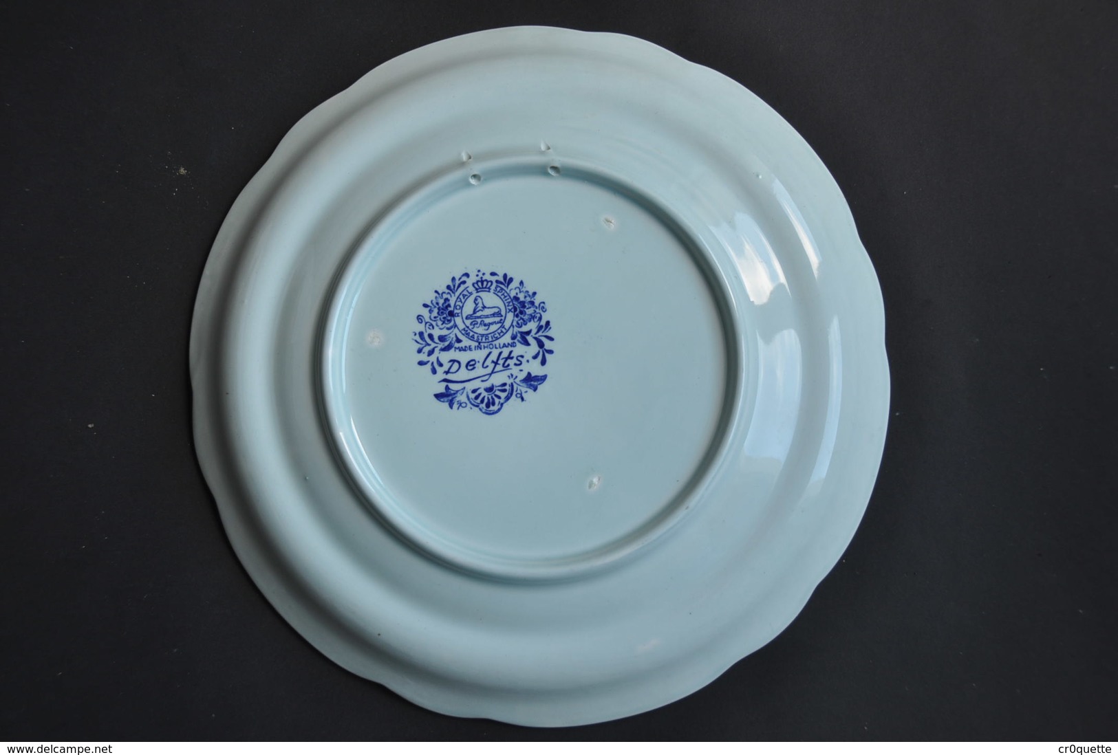 CERAMIQUE HOLLANDAISE - ASSIETTE BLEUE DECOR  BATEAU - Maastricht (NLD)