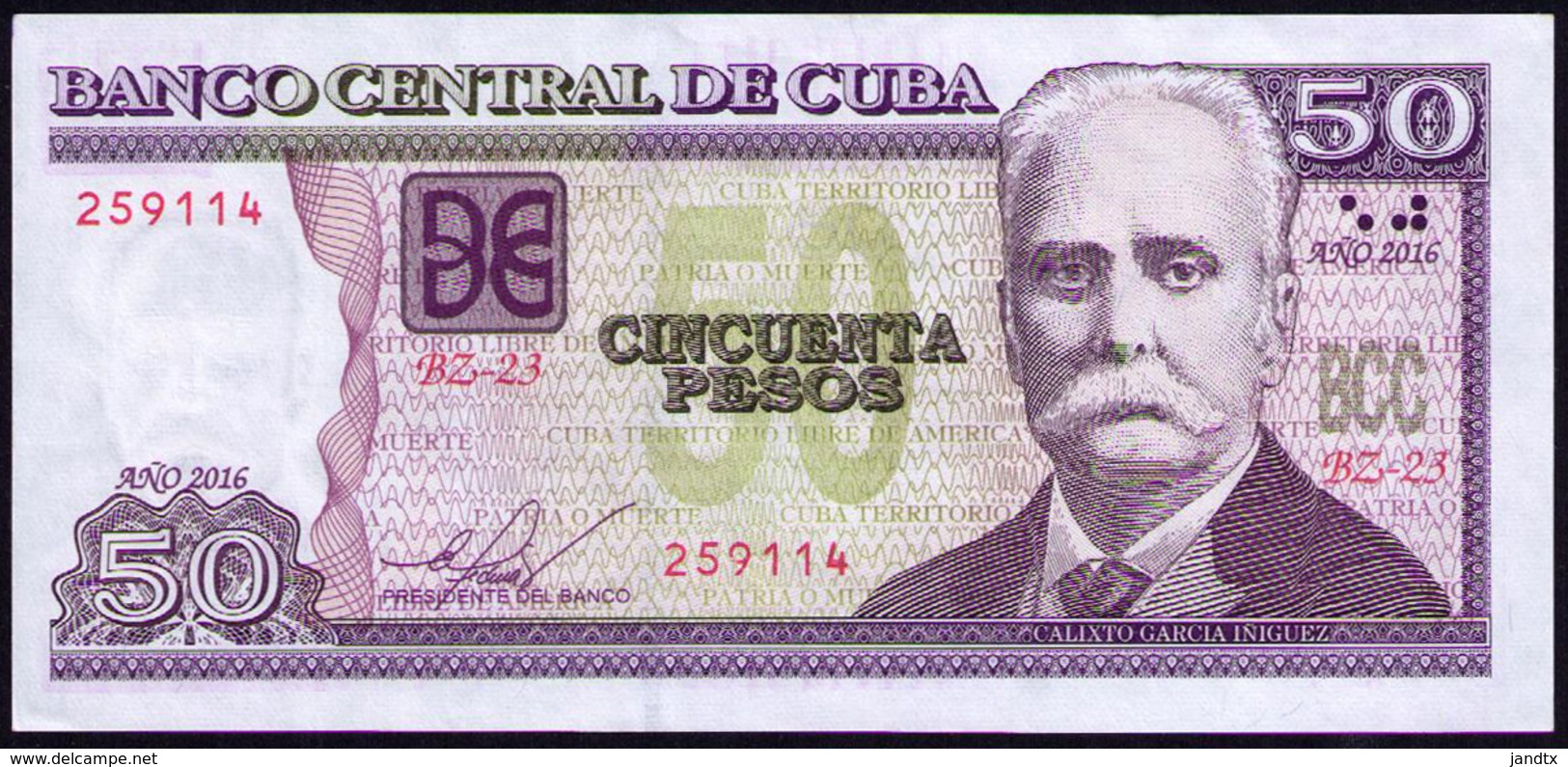 CUBA 50 PESOS 2016 UNC REMPLAZO BZ - Cuba