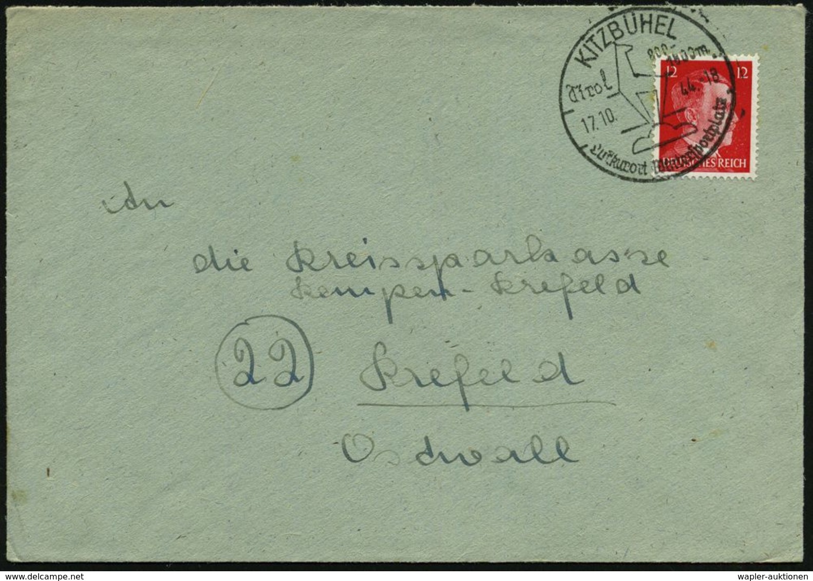 KITZBÜHEL/ Tirol 880-/ 1800m/ Luftkurort Wintersportplatz 1944 (17.10.) HWSt = Gemse (auf Felsen) Klar Gest. Bedarfs-Bf. - Unclassified
