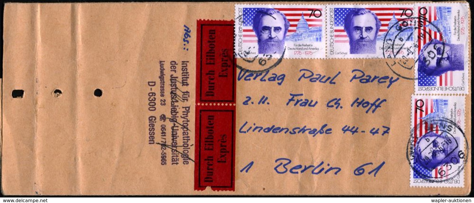 B.R.D. 1976 (28.9.) 70 Pf. "200 Jahre Unabhängigkeit USA", Reine MeF: 4 Stück = Carl Schurz + Capitol , Dauber Gest. Eil - Altri & Non Classificati