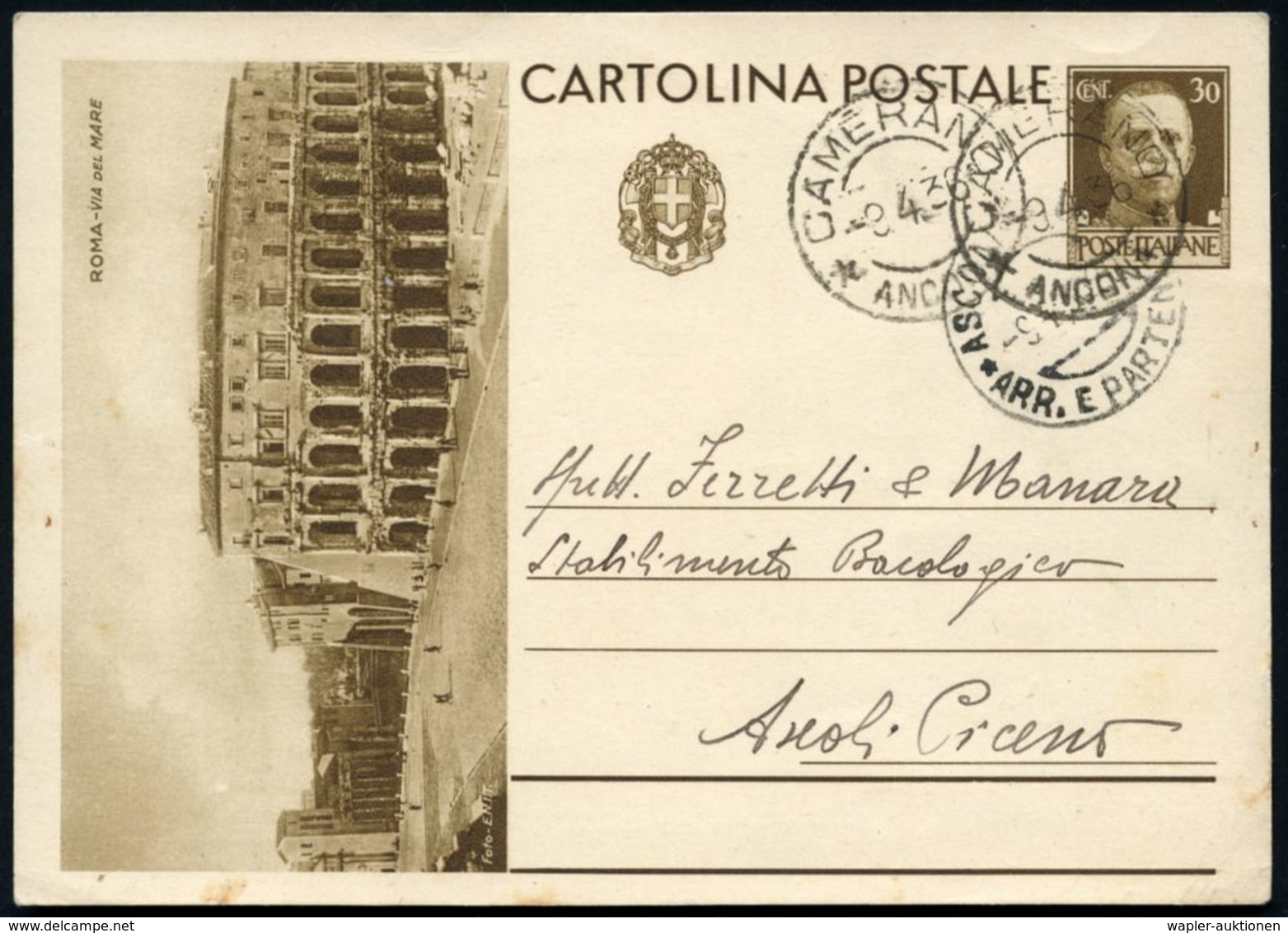 ITALIEN 1936 (8.4.) 30 C. BiP V. Emanuel III., Braun: ROMA.. Circus Maximus (Colosseum) An Der Via Del Mare , Bedarfs-In - Archéologie