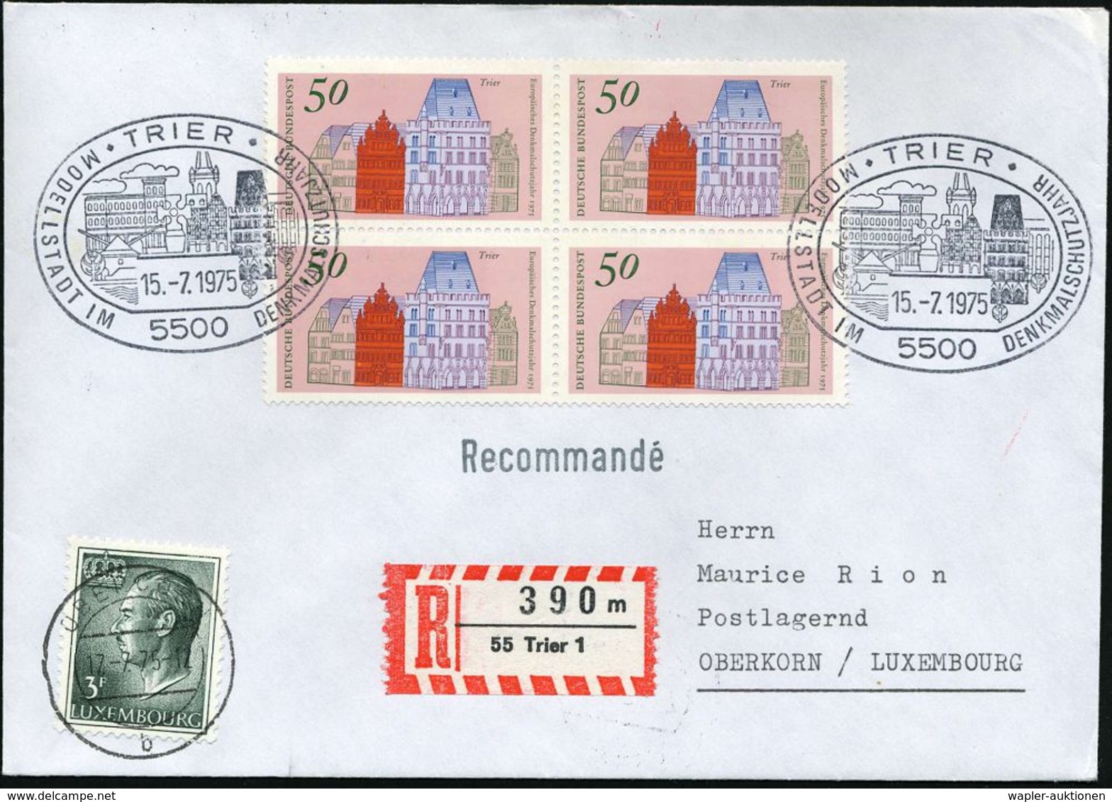 5500 TRIER/ MODELLSCHADT IM DENKMALSCHUTZJAHR 1975 (15.7.) SSt = Porta Nigra (u. Alt-Trier, Gebäuden, Marktkreuz, "Steip - Autres & Non Classés