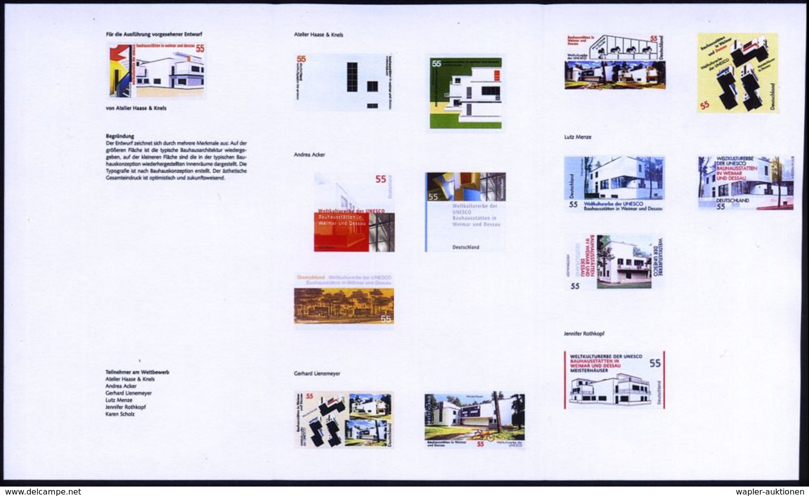 B.R.D. 2004 (Apr.) 55 C. UNESCO-Weltkulturerbe, Meisterhäuser Bauhaus Weimar U. Dessau Von Walter Gropius , 17 Color-Alt - Autres & Non Classés