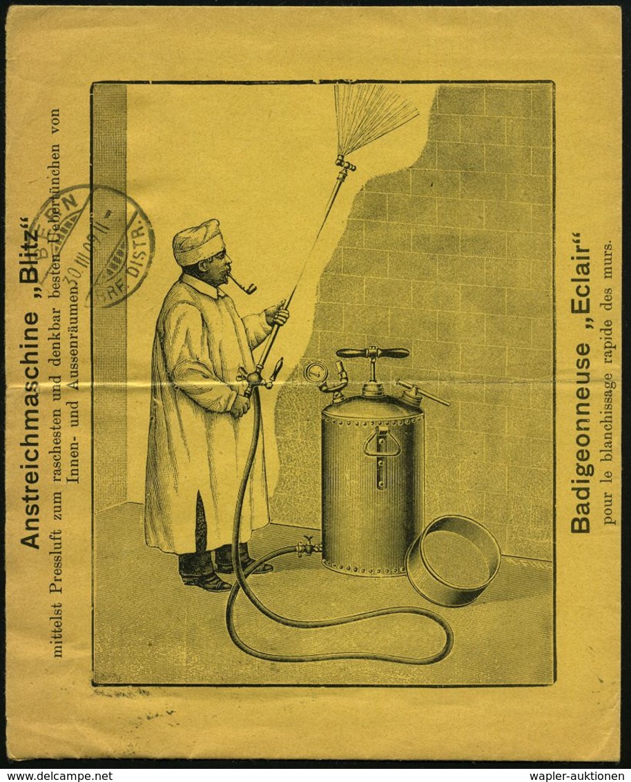 SCHWEIZ 1909 (29.3.) 10 C. Helvetia, Rot: ROBERT AEBI & Cie, ZÜRICH V (gefaltet, Oben Kl. Riß) Rs., Enorm Dekorat. Werbu - Autres & Non Classés