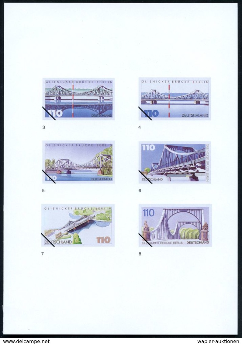 B.R.D. 1997 (Nov.) 110 Pf. "Glienicker Brücke", 24 Verschied. Alternativ-Color-Entwürfe D. Bundesdruckerei Auf 5 Entwurf - Ponts