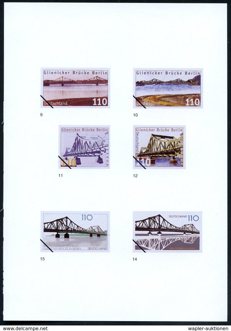 B.R.D. 1997 (Nov.) 110 Pf. "Glienicker Brücke", 24 Verschied. Alternativ-Color-Entwürfe D. Bundesdruckerei Auf 5 Entwurf - Ponts