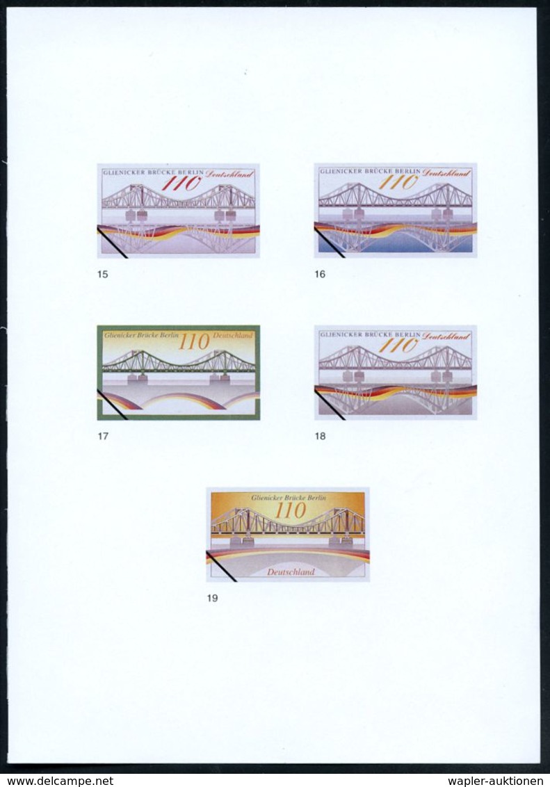 B.R.D. 1997 (Nov.) 110 Pf. "Glienicker Brücke", 24 Verschied. Alternativ-Color-Entwürfe D. Bundesdruckerei Auf 5 Entwurf - Ponts