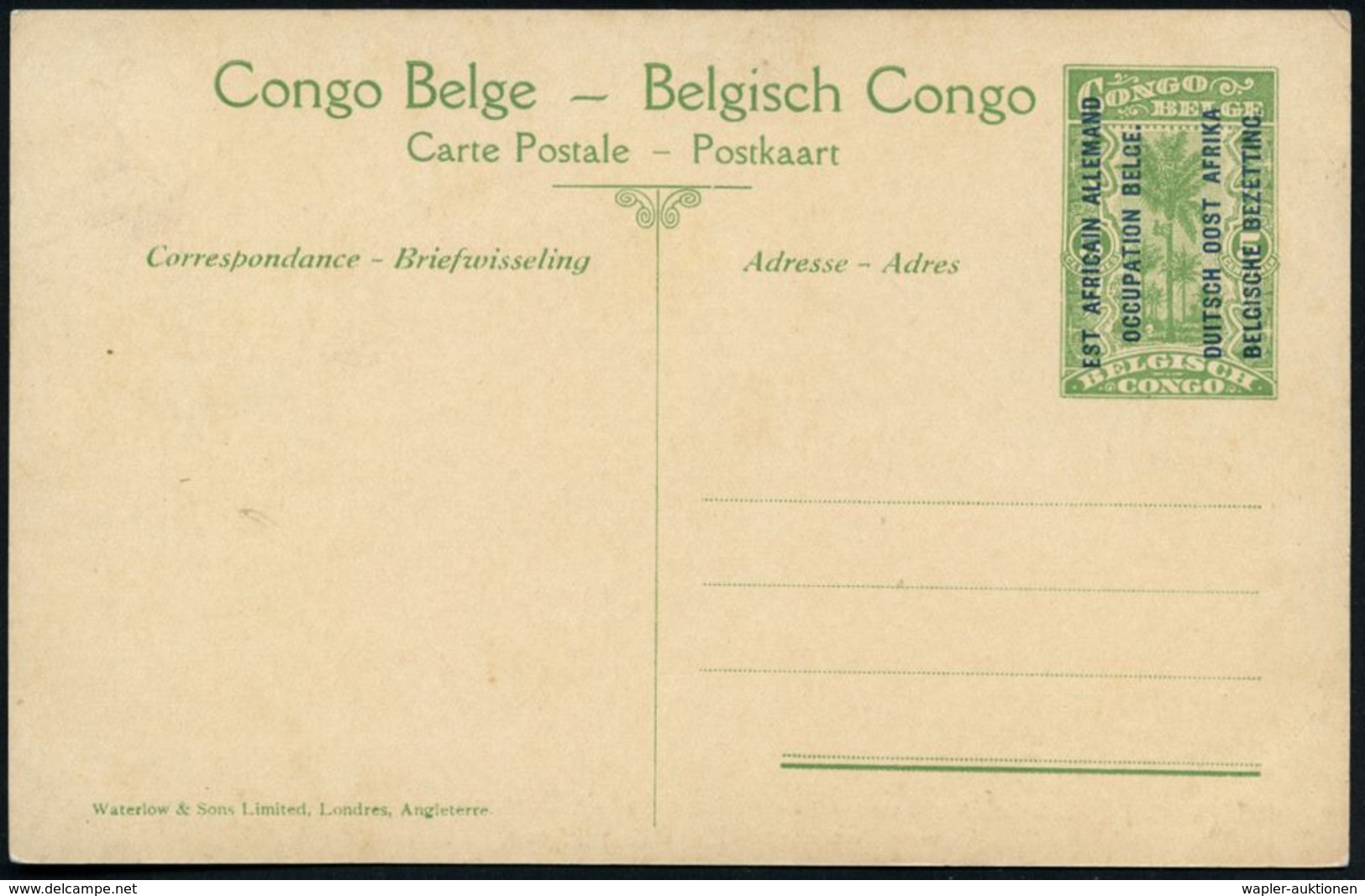 BELGISCHE BESETZUNG D.O.A. 1918 5 C. BiP Palme , Grün: "Glücks-Brücke" Auf Dem Luvone-Fluß = Provis. Holz-u. Blätterbrüc - Ponts