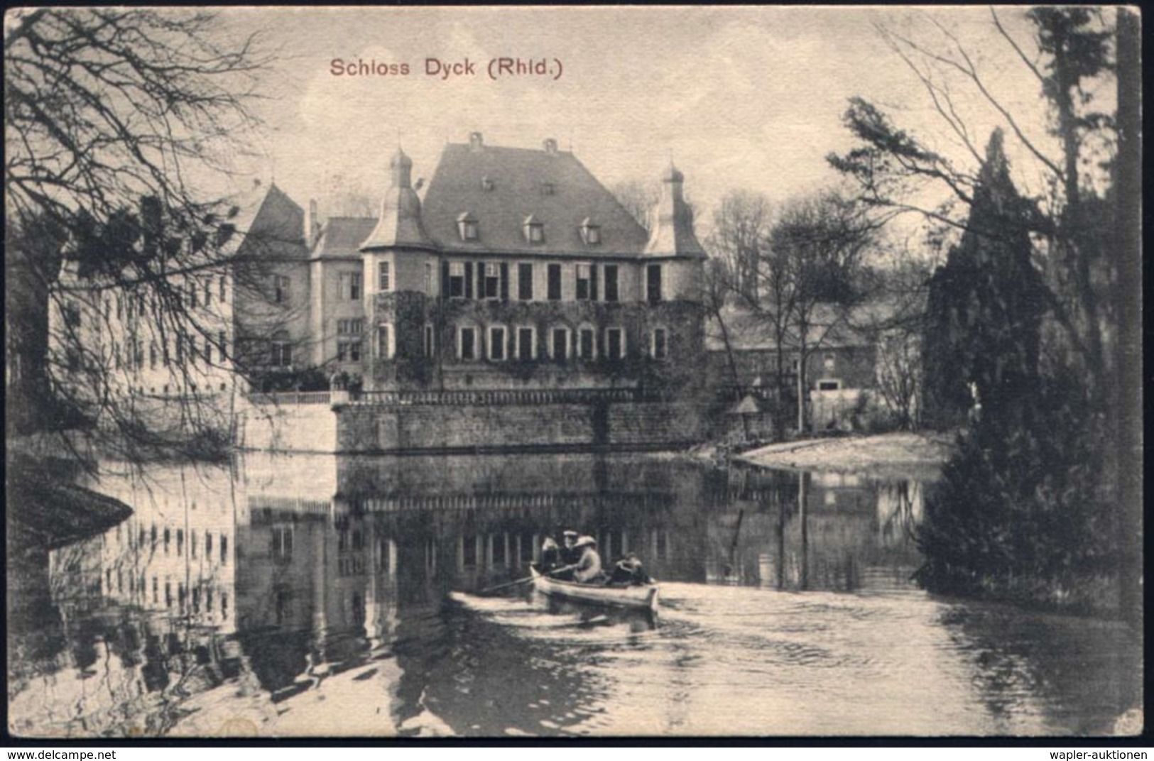 SCHLOSS DYCK/ ** 1907 (31.5.) 1K = Hauspostamt Schloß-Restaurant Auf EF 5 Pf. Germania, S/w.-Foto-Bedarfs-Ak: Schloß Dyc - Châteaux