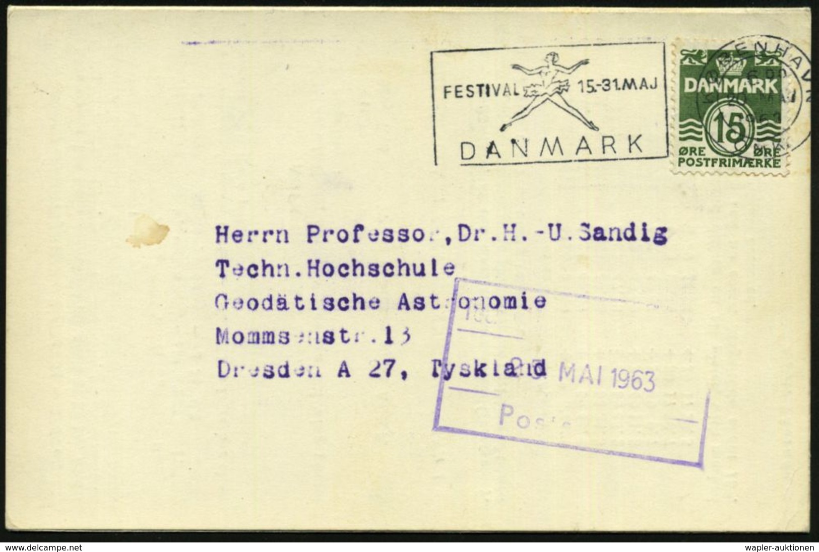 DÄNEMARK 1963 (20.5.) Klapp-Kt.: UNION ASTRONOMIQUE INTERNAT. Mit Daten Zu Den Kometen "ALCOCK", "JOHNSON", "SCHWASSMANN - Astronomie