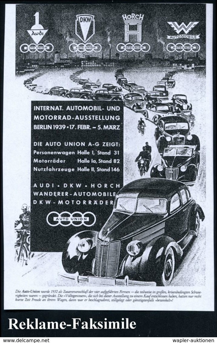 CHEMNITZ 1/ AUTO/ UNION/ AG. 1941 (1.3.) AFS Klar Auf Firmenbrief Mit Firmenlogo: AUTO UNION (Ringe) = Hersteller PKW, K - Voitures