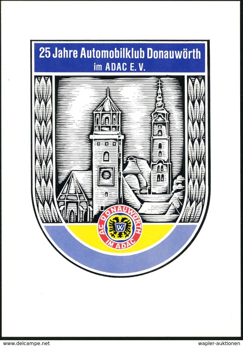 Donauwörth 1977 (Dez.) PP 40 Pf. Burgen, Grün: 25 Jahre Automobilclub Donauwörth Im ADAC , Ungebr. (Mi.PP 100) - Mittela - Coches