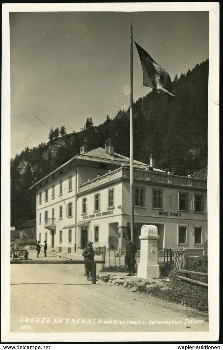 ÖSTERREICH 1931 (29.5.) Viol. Ra2:  B R E N N E R S E E / P. Gries A. Brenner (= PSt.II) S/w.-Foto-Ak: Straßen-Grenze Am - Voitures