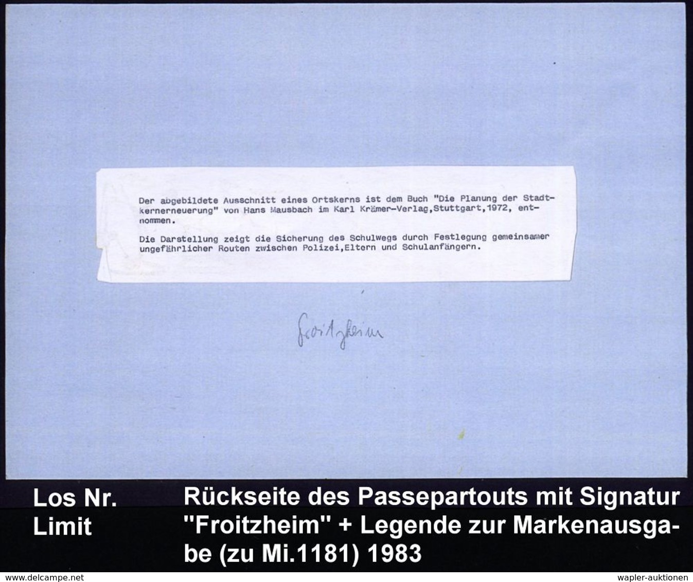 B.R.D. 1983 80 Pf. "Kind Und Straßenverkehr" (Unfallverhütung) Orig. Künstler-Entwurf Von Prof. Froitzheim = Kinder U. I - Accidents & Sécurité Routière