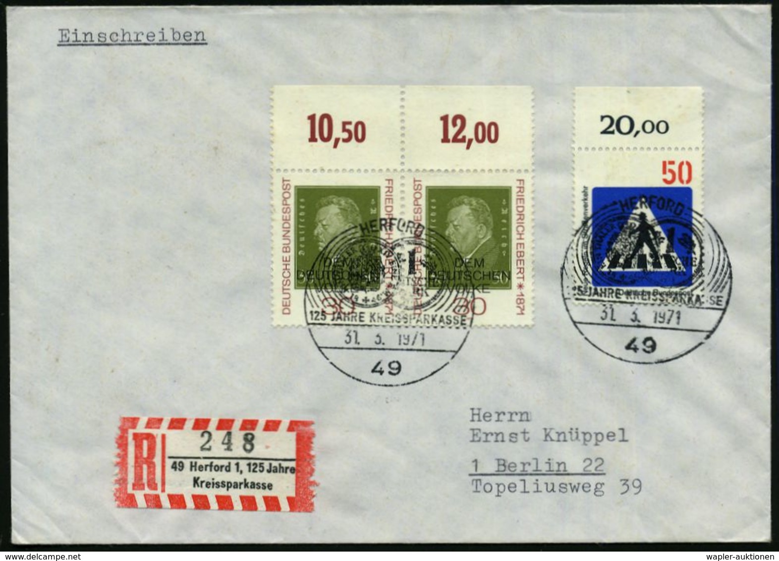 49 HERFORD/ 125 JAHRE KREISSPARKASSE 1971 (31.3.) SSt = Münze Von 1846 U. 1.- DM + Sonder-RZ: 49 Herford 1, 125 Jahre/Kr - Non Classés