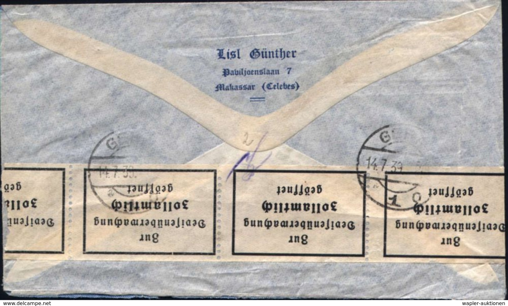 Gera 1939 (14.7.) 1K-Brücke: GERA/*1c  Rs Auf Devisenzenur-Zettel "Zur/Devisenüberwachung/..geöffnet" Rs. 2x Auf Übersee - Non Classés