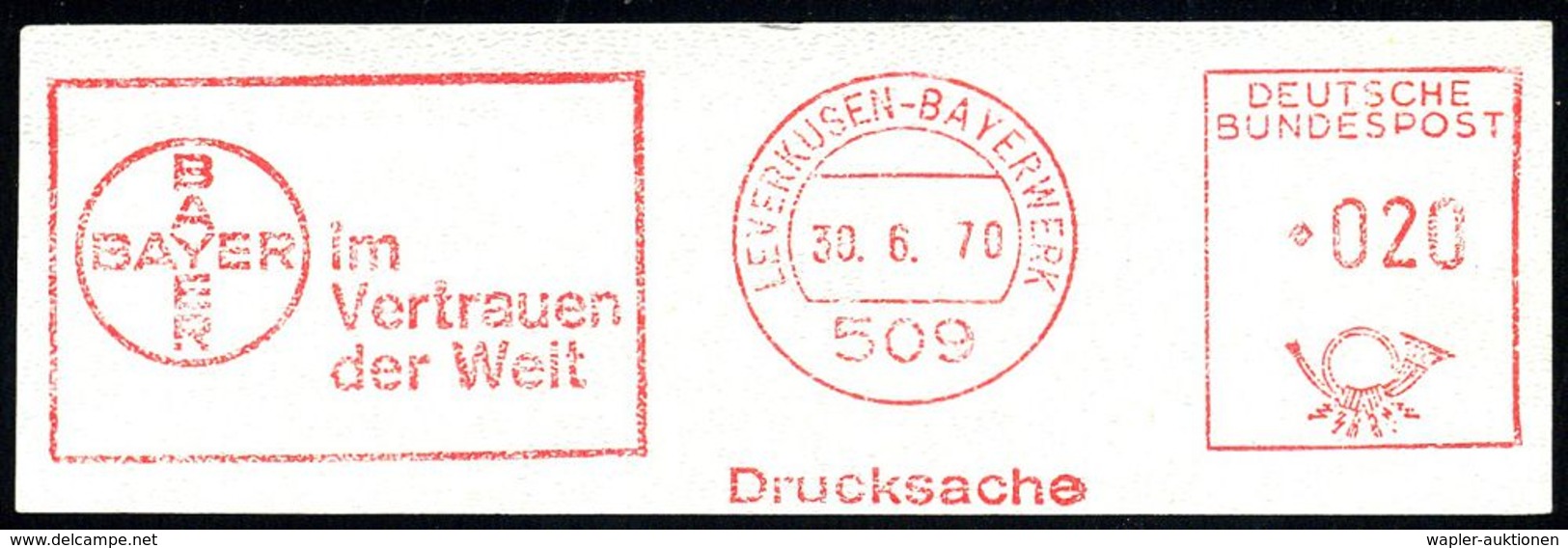 LEVERKUSEN-I.G.WERK.. 1937/70 20 verschiedene AFS des I.G.-Werks Leverkusen bzw. LEVERKUSEN-BAYERWERK.. , 20 kleine Brie