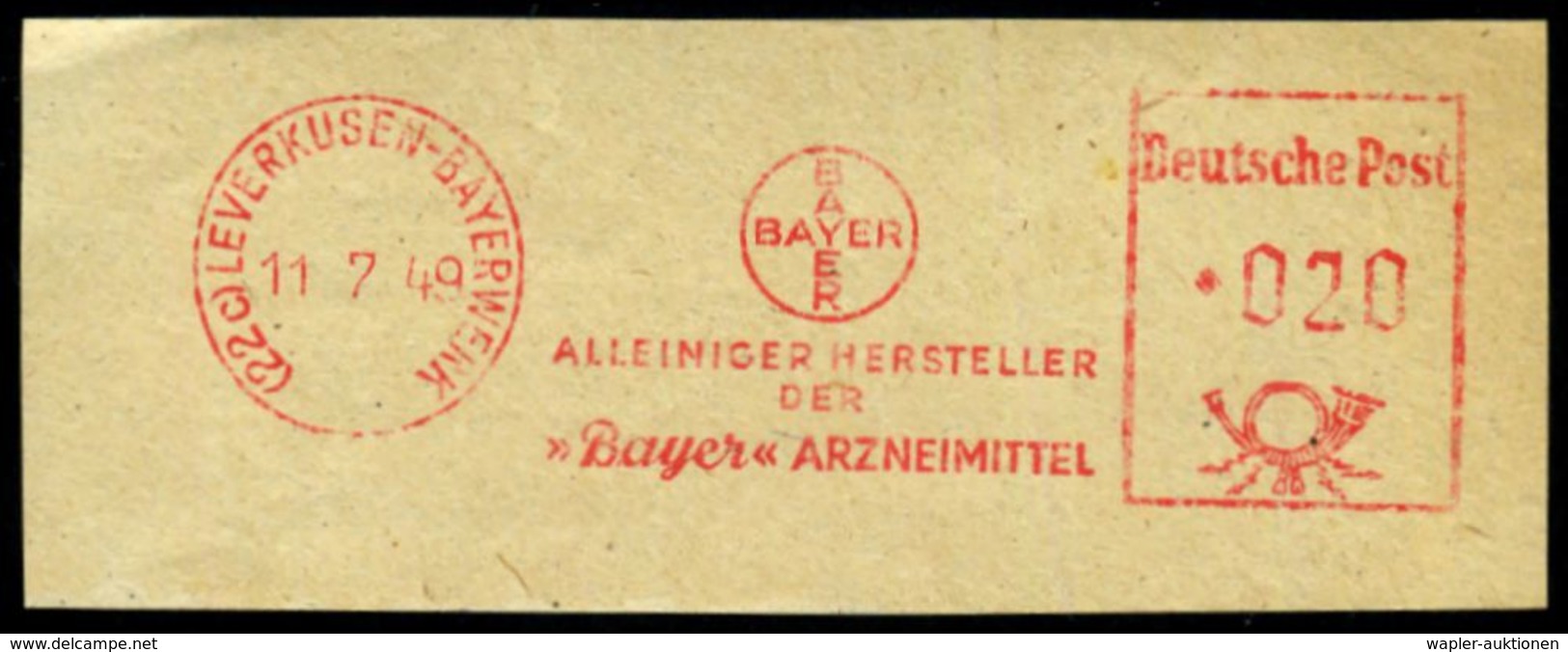 LEVERKUSEN-I.G.WERK.. 1937/70 20 verschiedene AFS des I.G.-Werks Leverkusen bzw. LEVERKUSEN-BAYERWERK.. , 20 kleine Brie