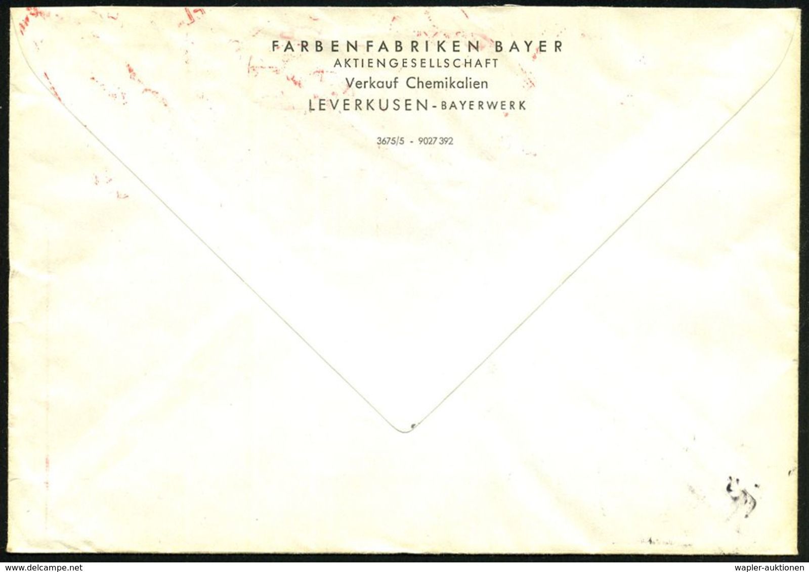 (22c) LEVERKUSEN-BAYERWERK/ BAYER/ ARZNEIMITTEL 1955 (8.5.) AFS Mit Postleitzahl = Hauspostamt , Rs. Abs.-Vordruck, Fern - Chimie