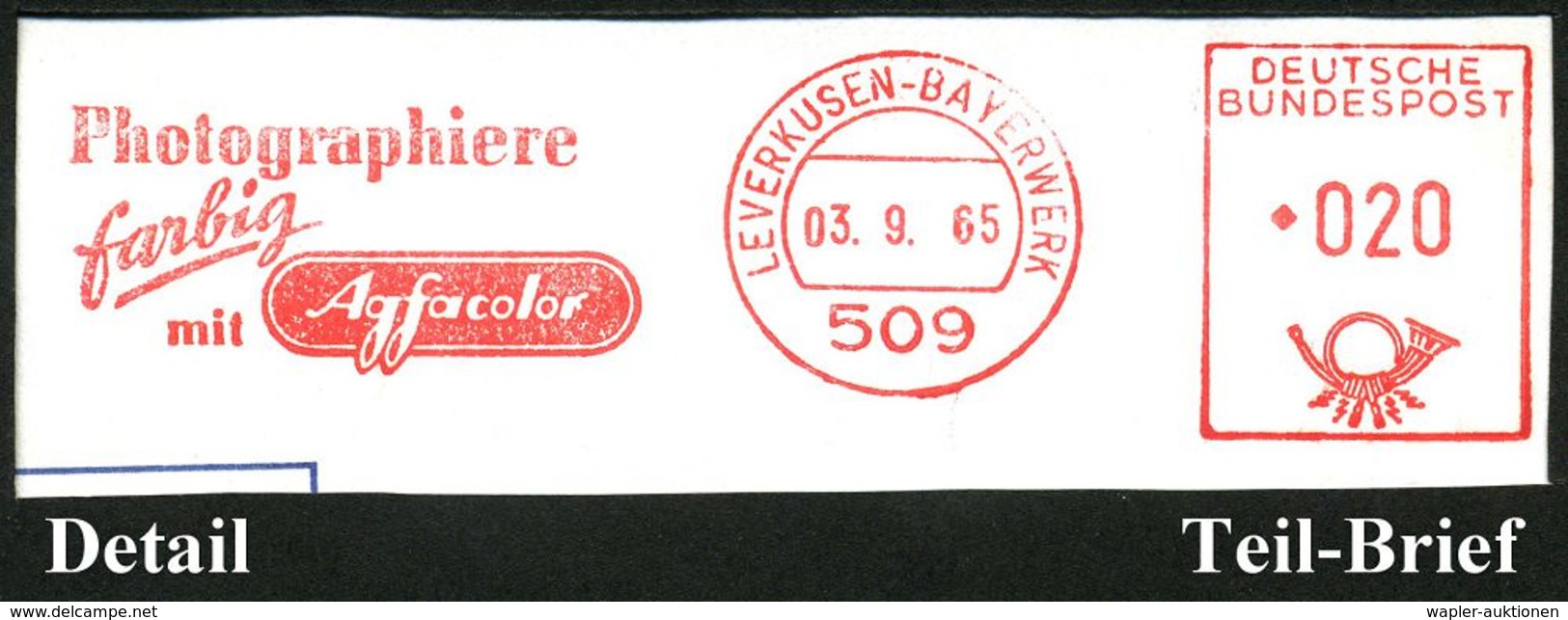 509 LEVERKUSEN-BAYERWERK/ Agfa... 1965/71 3 Verschiedene AFS "Agfa" Foto Bzw. Copyrapid , Rs. Je Abs.-Vordruck: AGFA-GEV - Chimie