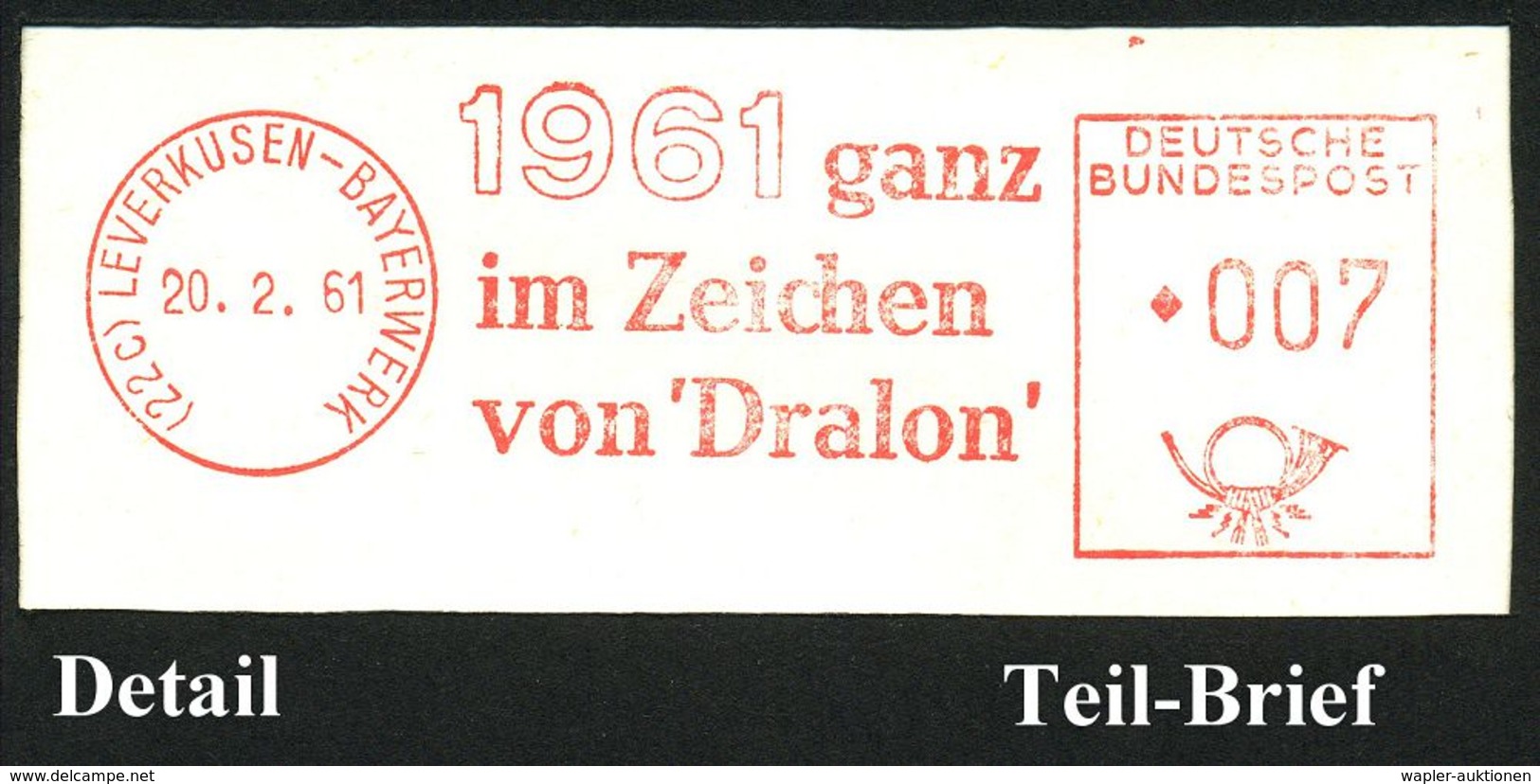 (22c) #bzw.# 509 LEVERKUSEN-BAYERWERK/ Dralon.. 1961/69 4 Verschiedene AFS = Alle Hauspostamt Bayer-Werk , 3 Firmen-Brie - Chimie