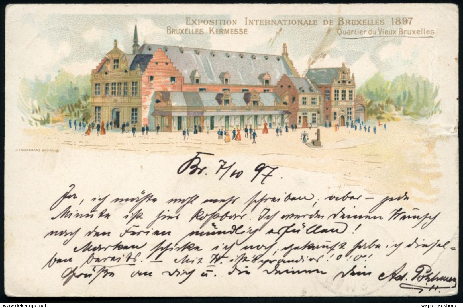 BELGIEN 1897 (10.7.) 5 C. "St. Martin Drachentöter" = Expo MitTab U.a. Auf Color-Litho-So.-Kt.: Expo 1897 Bruxelles (kl. - Cristianesimo