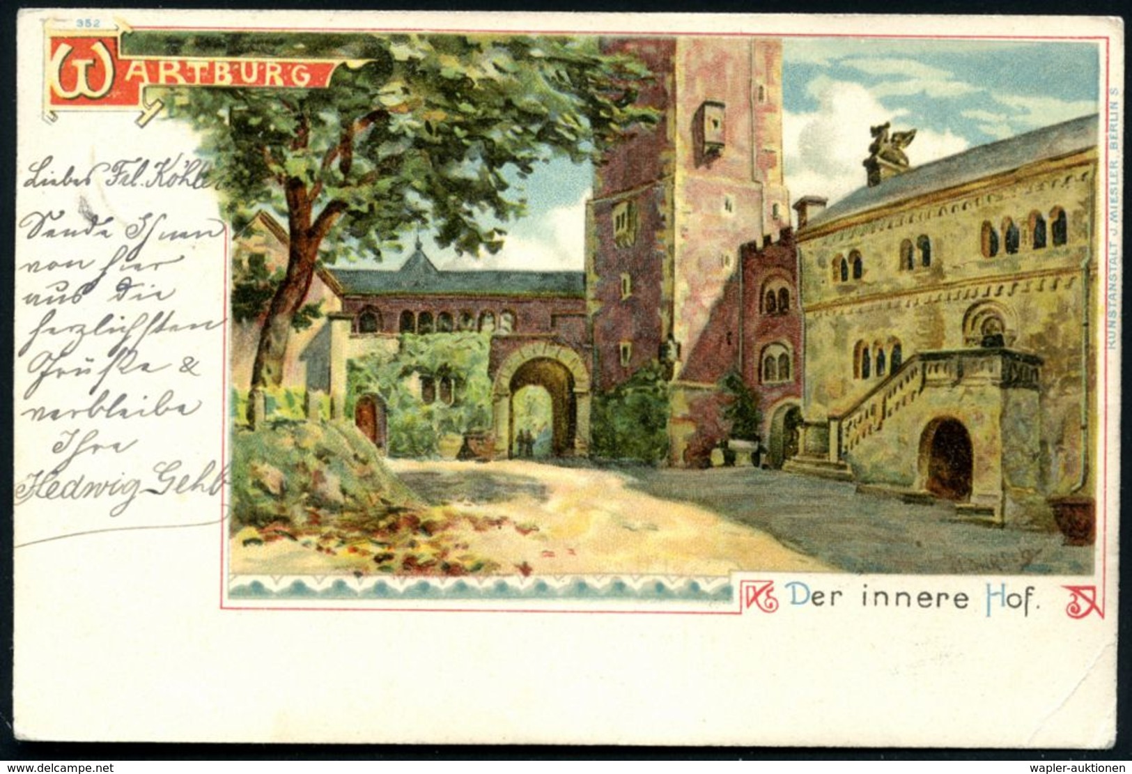 WARTBURG/ ** 1900 (10.7.) 1K = Hauspostamt Wartburg = Wirkungsstätte Von Luther, Hl. Elisabeth Etc., Klar Gest. Color-Li - Christianisme