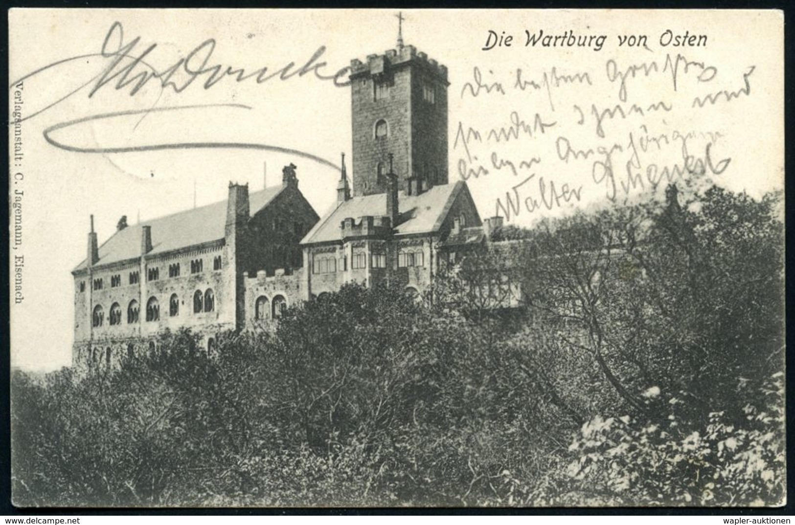 WARTBURG/ ** 1903 (29.5.) 1K = Hauspostamt Wartburg , Klar Gest. S/w.-Ak.: Die Wartburg Von Osten, - Flüchtlinge & Suchd - Christianisme