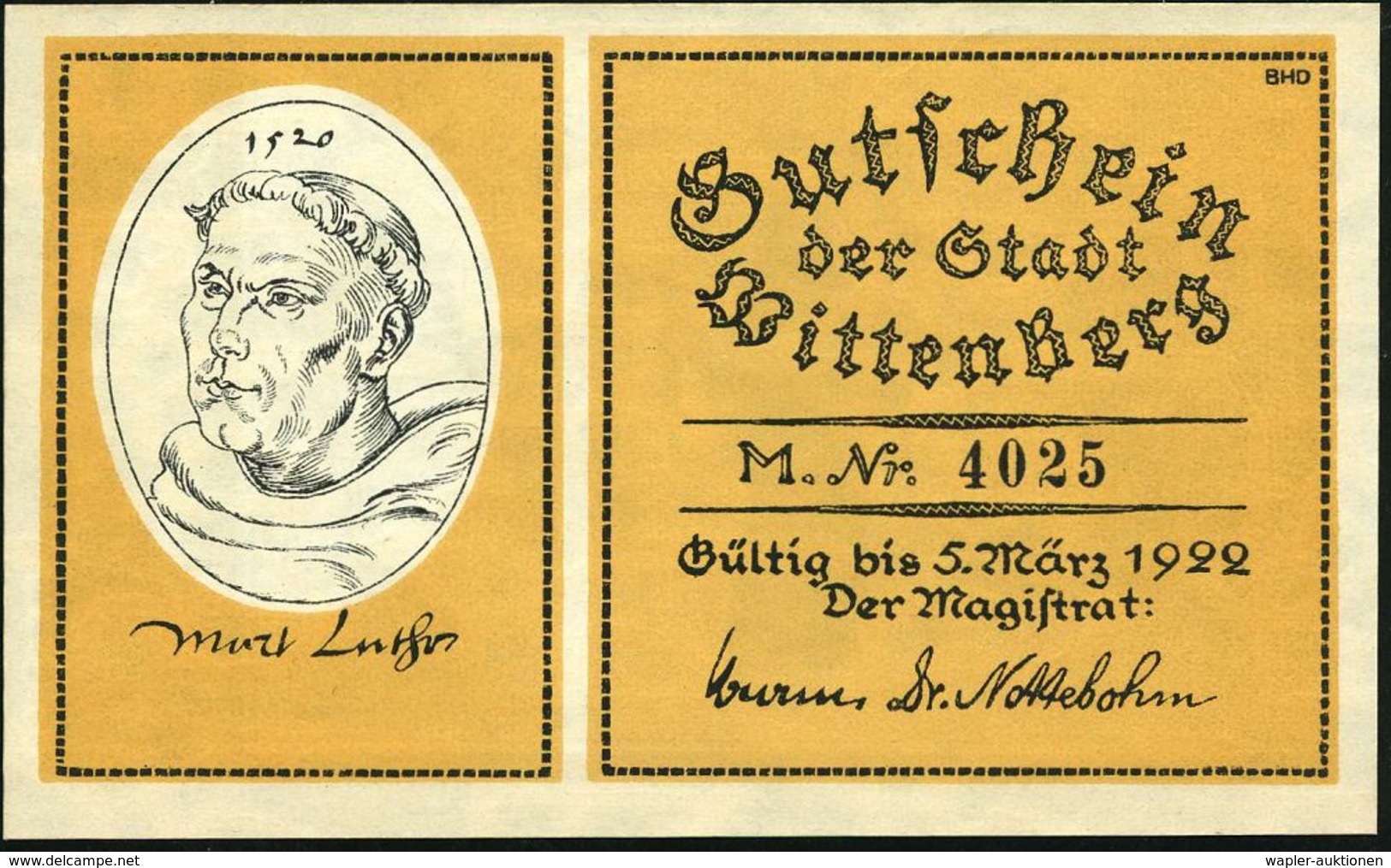 Wittenberg 1922 (5.3.) Infla-Notgeld: 2x 25 Pf., 2x 50 Pf., 1,2,5 U. 10 Mk Mit Motiven Von Luther Bis Napoleon, 30jähr.K - Christianisme