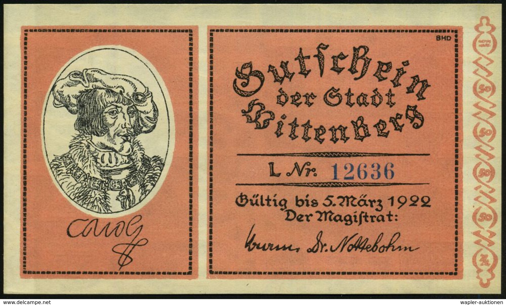 Wittenberg 1922 (5.3.) Infla-Notgeld: 2x 25 Pf., 2x 50 Pf., 1,2,5 U. 10 Mk Mit Motiven Von Luther Bis Napoleon, 30jähr.K - Christianisme