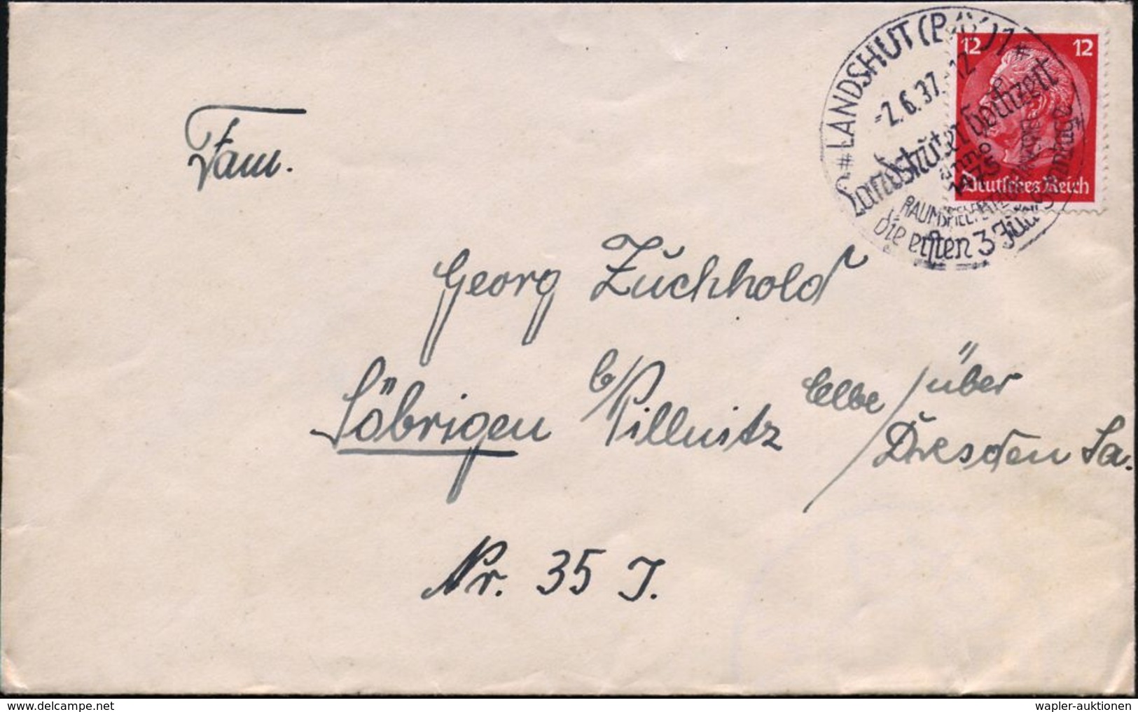 LANDSHUT (BAY)1/ Landshuter Hochzeit/ Anno/ 1475/ RAUMSPIEL-FESTZUG-TANZSPIEL.. 1937 (2.6.) HWSt Klar Auf Fern-Bf. (Bo.5 - Altri & Non Classificati