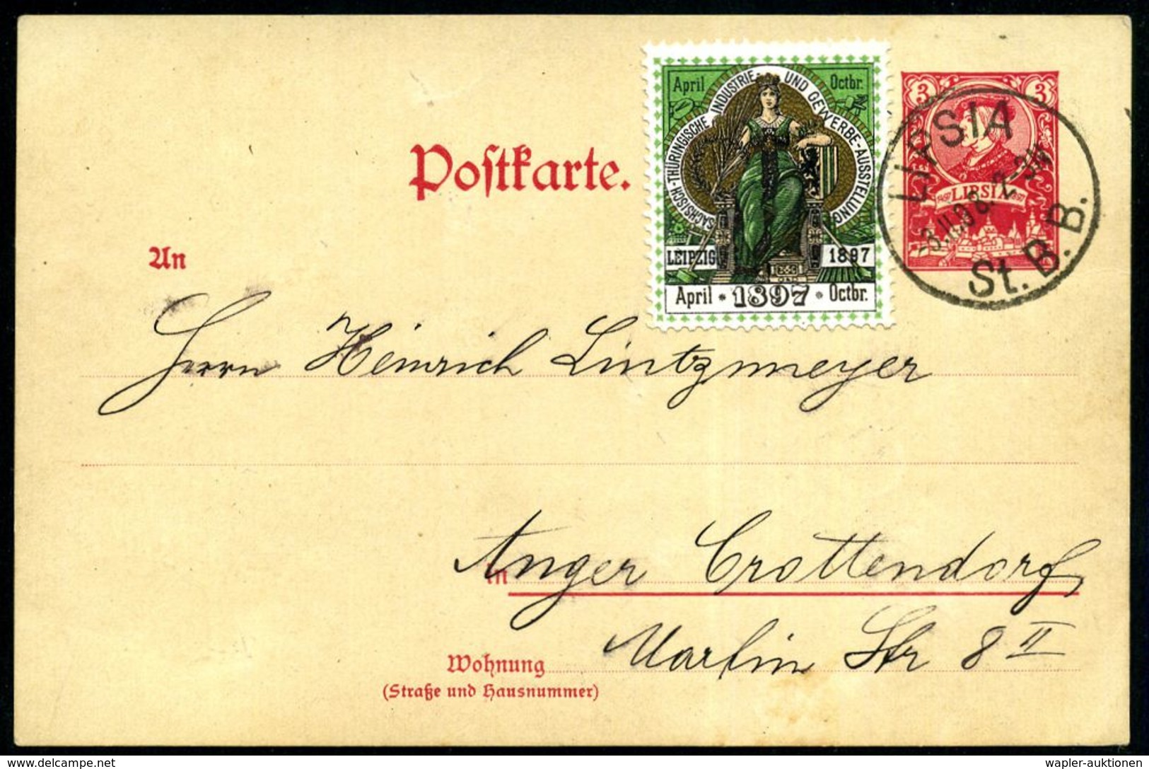 Leipzig 1898 (3.11.) Stadtpost "Lipsia", Sonder-P 3 Pf., Rot: "400 Jahre Messe-Privileg" = Kaiser Maximilian I. (u. Orts - Sonstige & Ohne Zuordnung