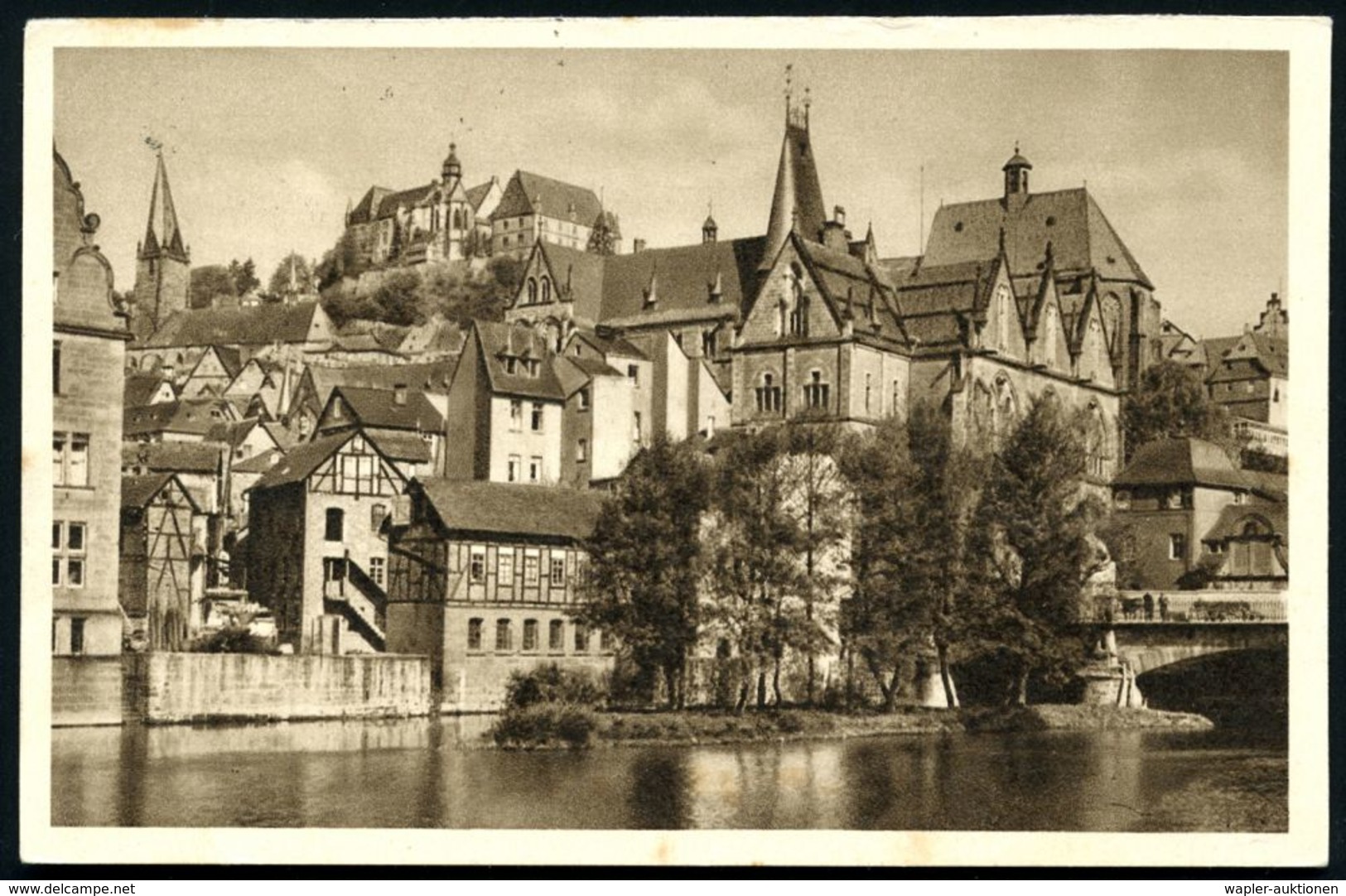 Marburg/ Lahn 1935 (12.5.) 6 Pf. BiP WHW-Lotterie, Grün: Elisabeth-Kirche U. Landgrafen-Schloß Etc., Bedarf (Mi.P 254/16 - Otros & Sin Clasificación