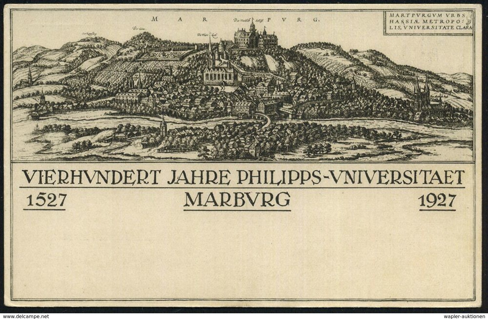 Marburg 1927 PP 5 Pf. Schiller: 400 Jahre Philipps-Universität 1527.. = Alt-Marburg Mit Schloß Von 1527, Philipp Der Gro - Sonstige & Ohne Zuordnung