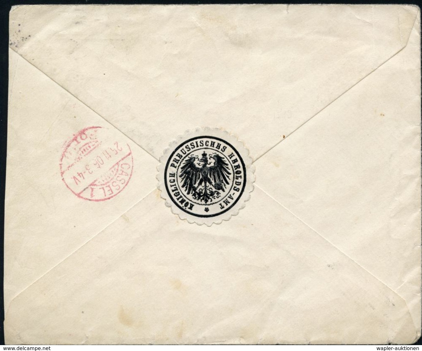 BERLIN W/ *64* 1906 (24.11.) 1K-Gitter + Rs. Siegeloblate: KGL. PREUSS. HEROLDS-AMT Auf (minim. Verkürztem) Nachgebühr-B - Autres & Non Classés