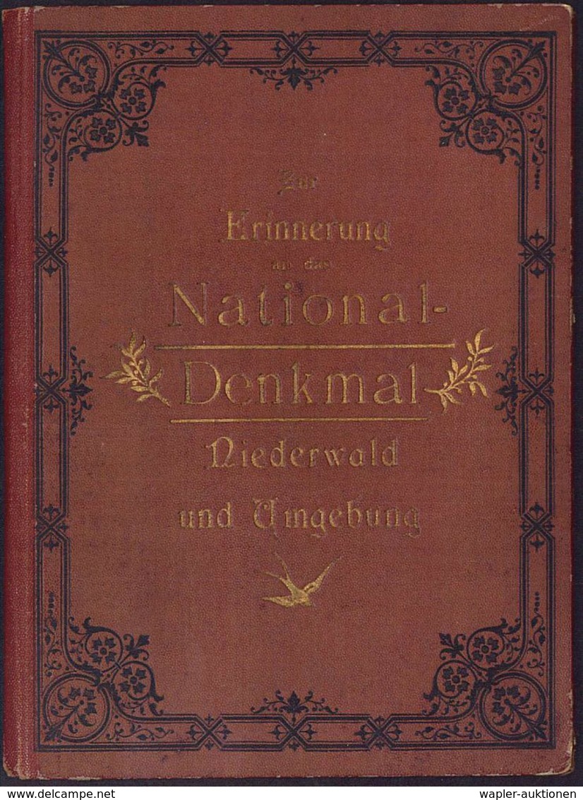 Rüdesheim 1890 (ca.) Leporello-Erinnerungsbuch "National-Denkmal Niederwald" U. Umgebung , Fester Einband Golddruck , In - Autres & Non Classés