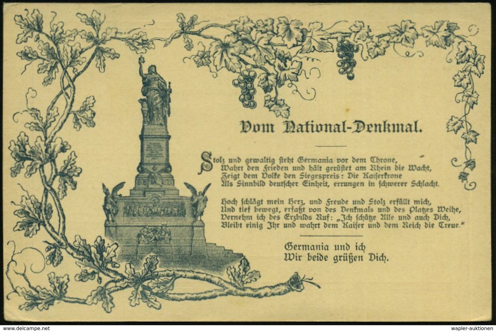 Rüdesheim 1897 Ausl.-PP 10 Pf. Adler, Rot: Vom National-Denkmal.. Germania Und Ich.. = Germania-Denkmal Niederwald U. We - Autres & Non Classés