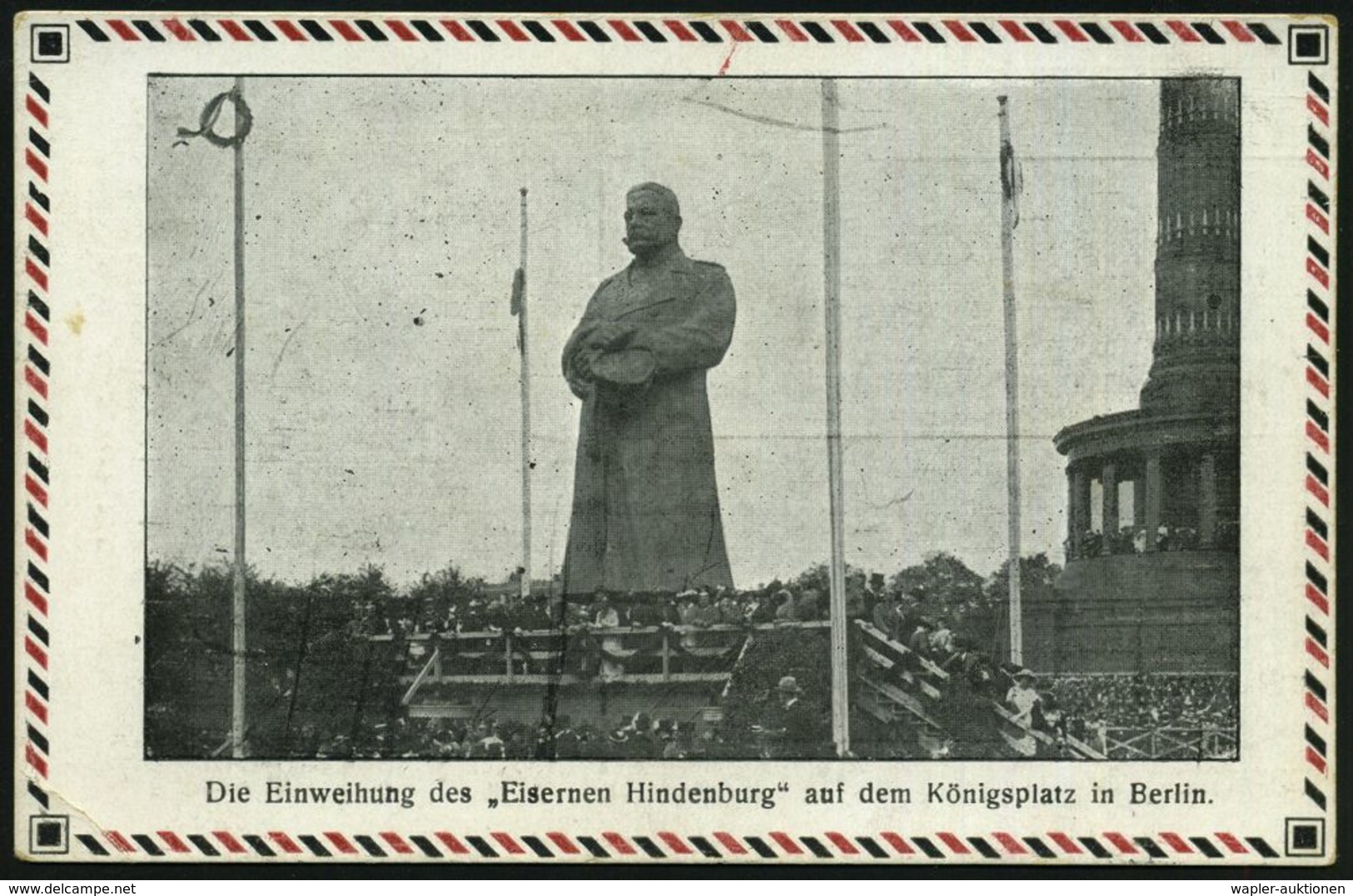 BERLIN N.O./ *27c 1916 (2.3.) 1K-Steg Auf Zweifarbiger Propaganda-Foto-Ak.: Einweihung Des "Eisernen Hindenburg" Auf Dem - Sonstige & Ohne Zuordnung