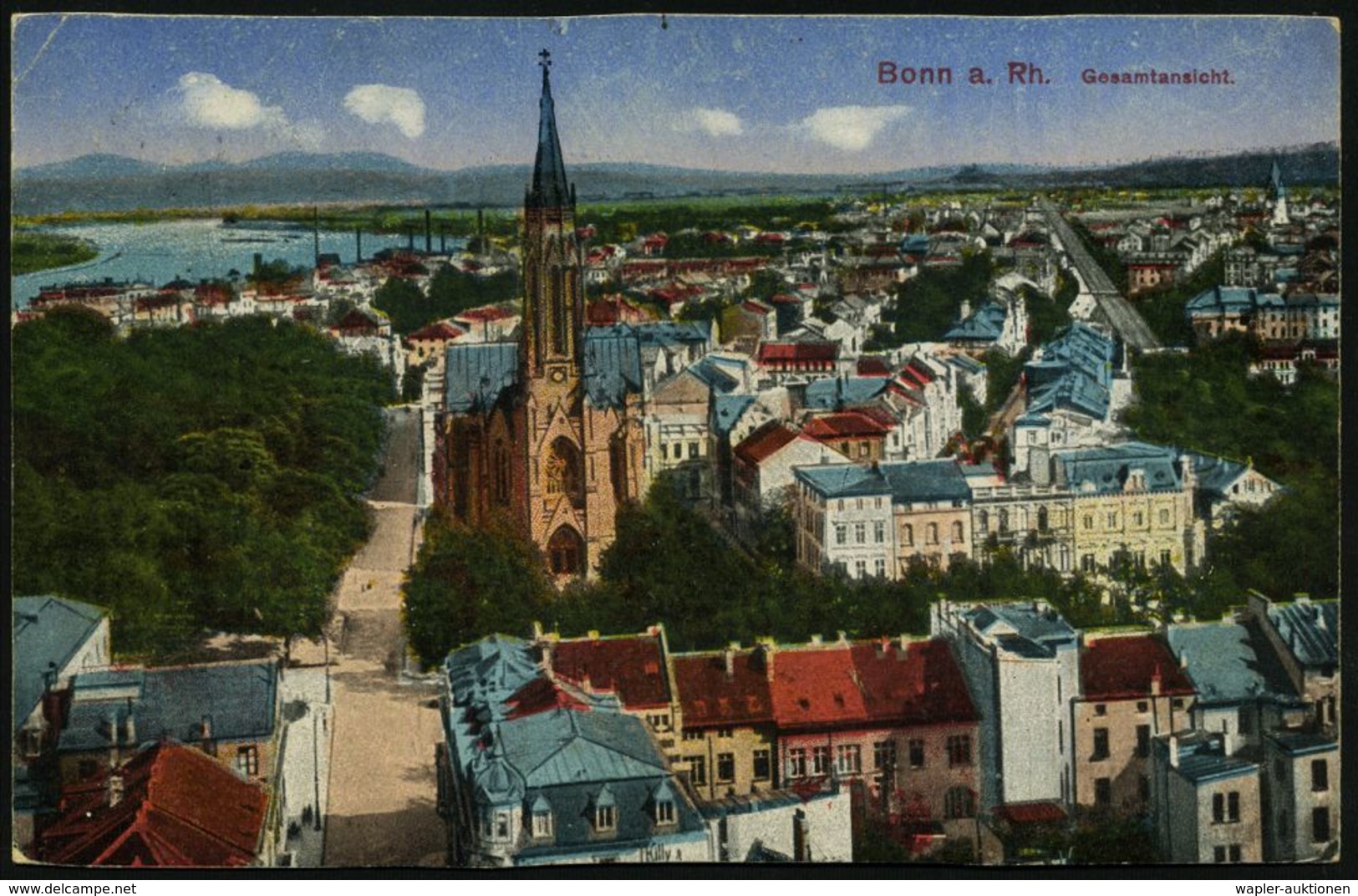 Bonn 1921 (1.9.) Feldpost-1K: TRESOR ET POSTES/* 96 * = Französ. Feldpostamt Bonn + Viol. 2K-HdN: HOPITAL MILITAIRE/Sect - Autres & Non Classés