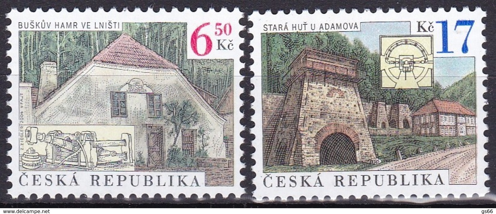 2004, Tschechische Republik, Ceska, 387/88, Technische Denkmäler: Hüttenwerke. MNH ** - Ungebraucht