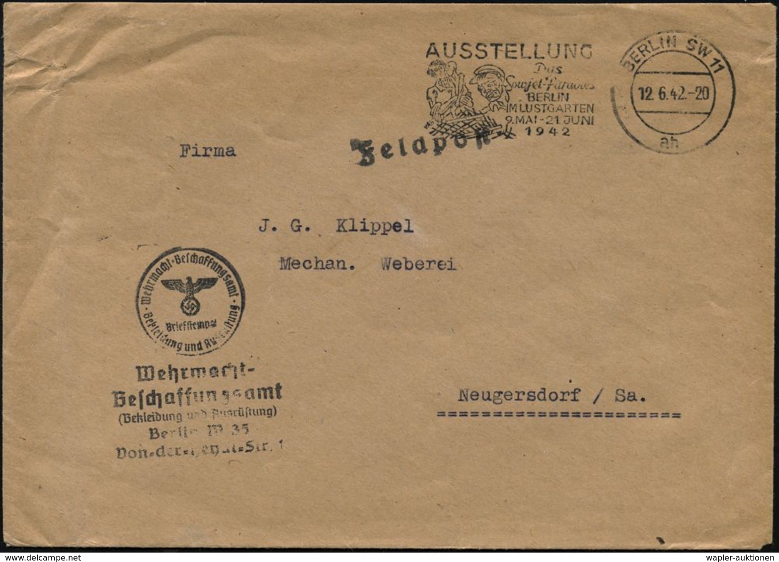 BERLIN SW 11/ Ah/ AUSSTELLUNG/ Das/ Sowjetparadies../ 9.MAI-21.JUNI 1942 (12.6.) MWSt = Proletarierpaar Mit Hungerkind + - Sonstige & Ohne Zuordnung
