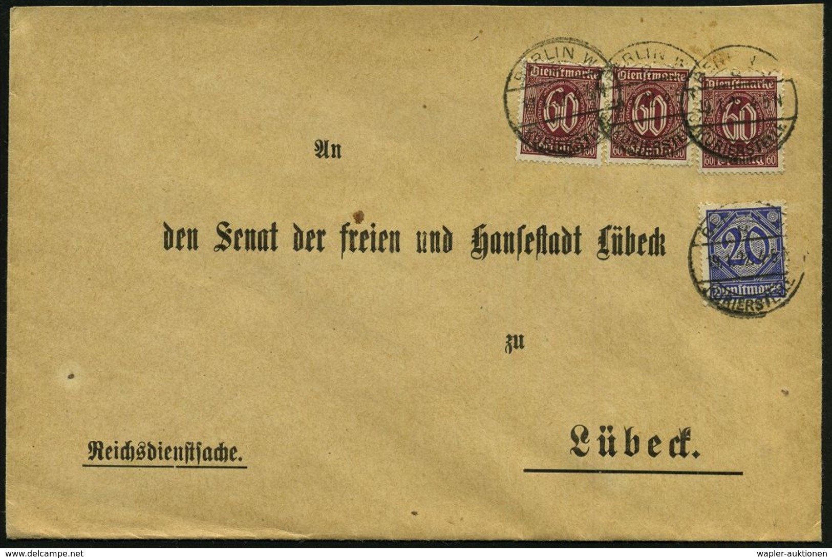 BERLIN W/ 8/  K U R I E R S T E L L E 1922 (19.1.) 1K-Brücke = Hauspostamt Auswärtiges Amt!, 4x (2x Teils Etw. Undeutl.) - Autres & Non Classés