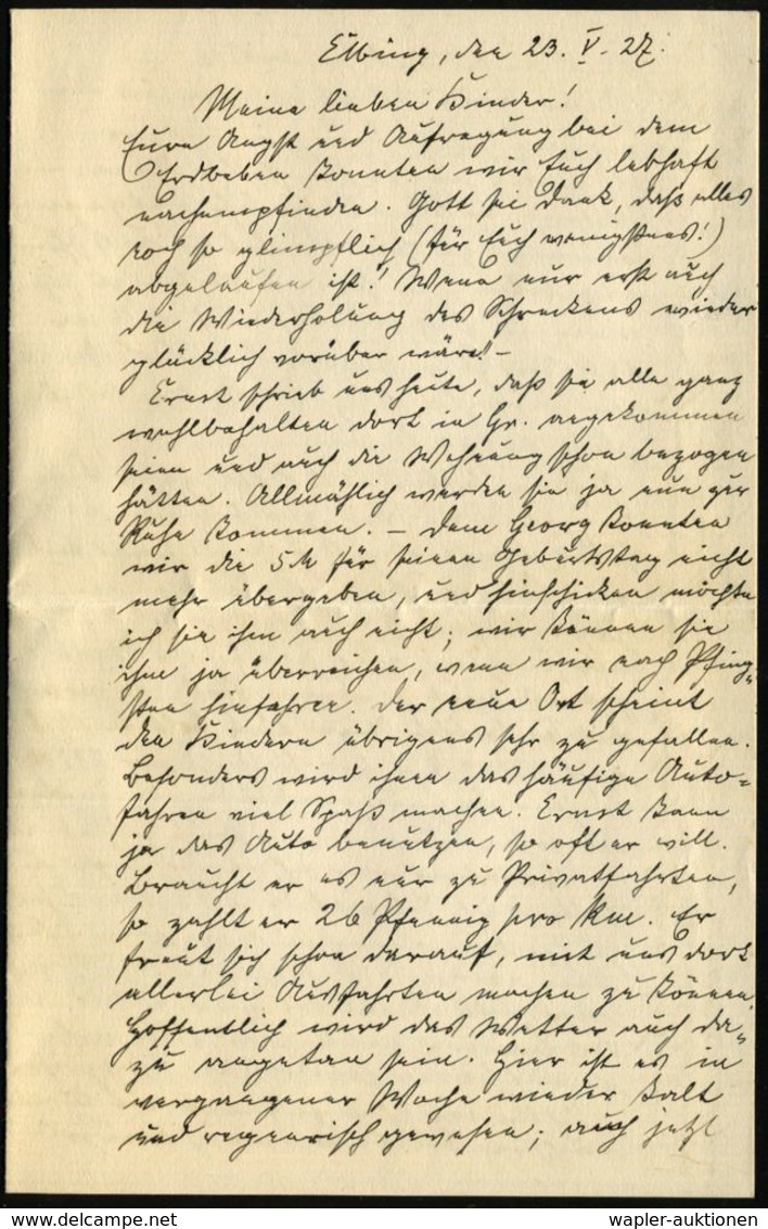 ELBING/ *(BHF.)2/ B 1927 (23.5.) 1K-Steg Auf EF 10 Pf. Friedrich D. Große =  I N L A N D S T A R I F  Auf Ausl.-Bf. An D - Altri & Non Classificati