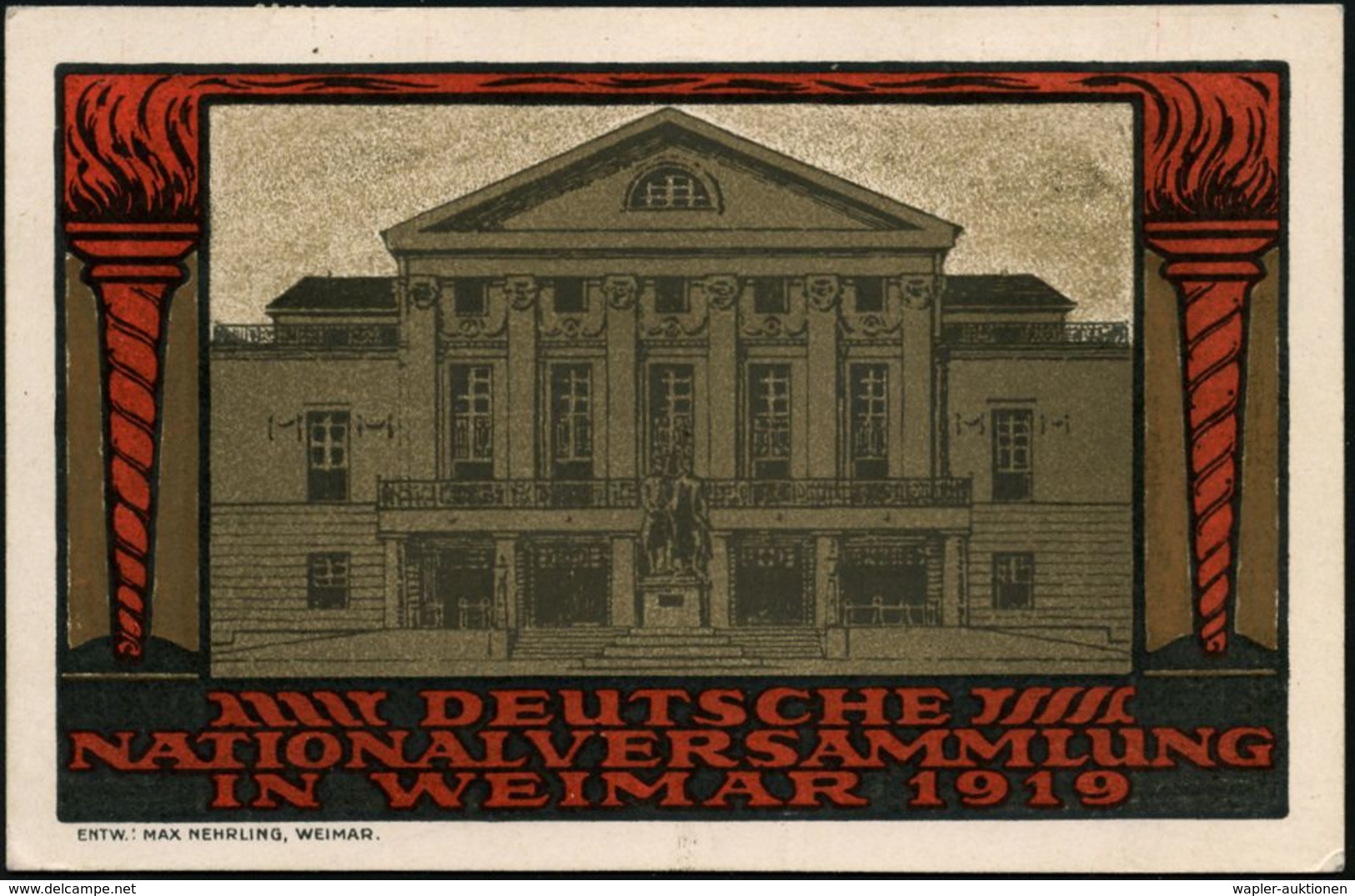 WEIMAR/ B/ NATIONAL=/ VERSAMMLUNG 1919 (17.7.) SSt 3x A. Nat.-Vers.10 Pf. Bis 25 Pf. (Mi.107/09) Auf Color-Sonderkarte:  - Autres & Non Classés