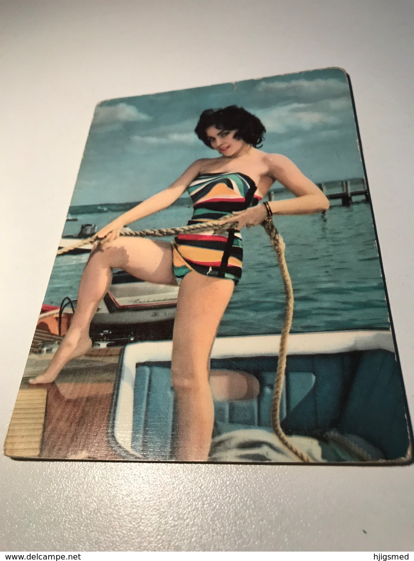 Lady In Slightly Erotic Dress And Pose Boat Ship Dock France French Girl 9363 Post Card Postkarte POSTCARD - Autres & Non Classés