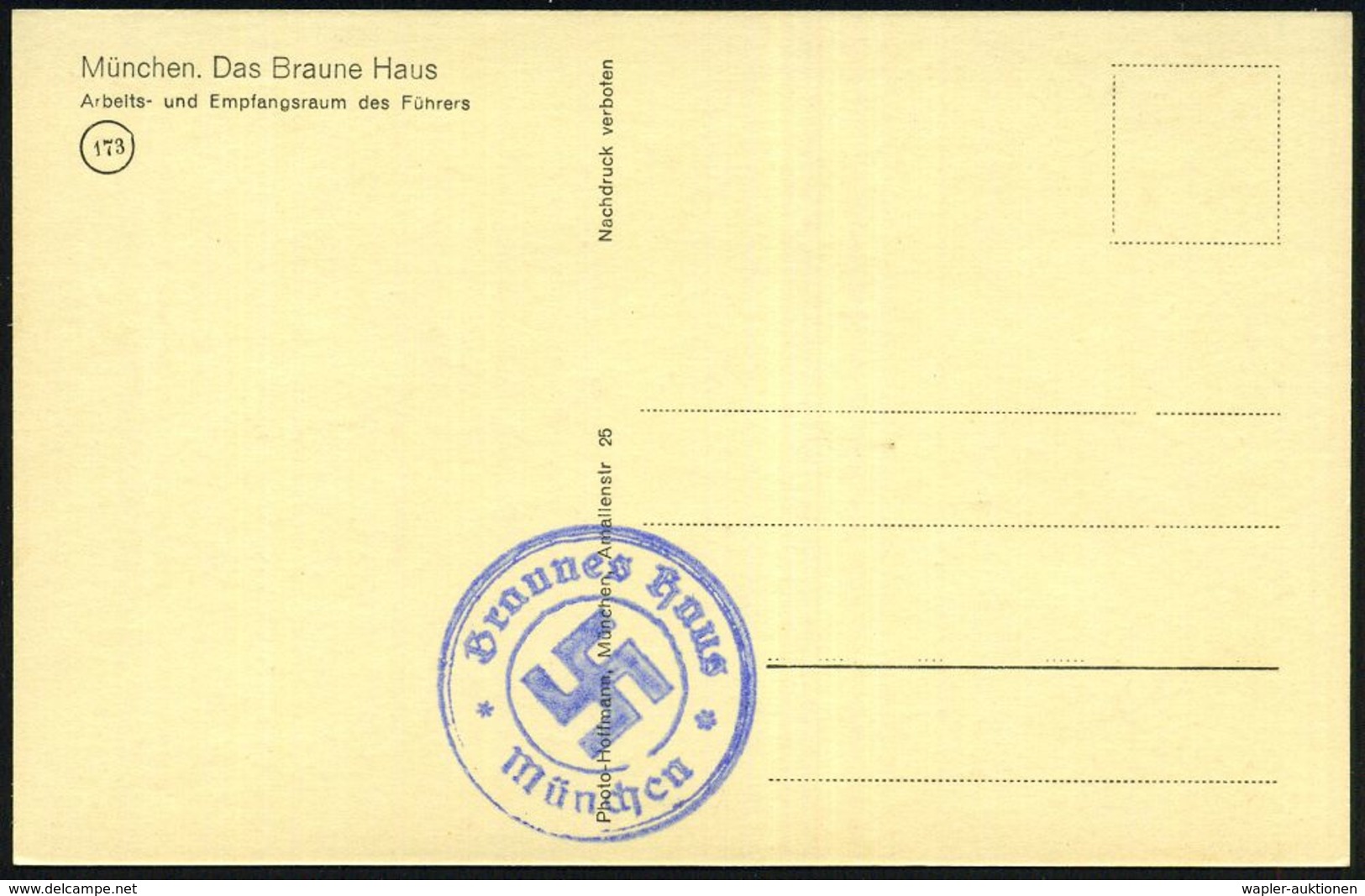 München 1935 (ca.) S/w-Foto-Ak.: Das Braune Haus, Hitlers Arbeitszimmer (Fotograf: Heinr. Hoffmann!) + HdN: Braunes Haus - Autres & Non Classés