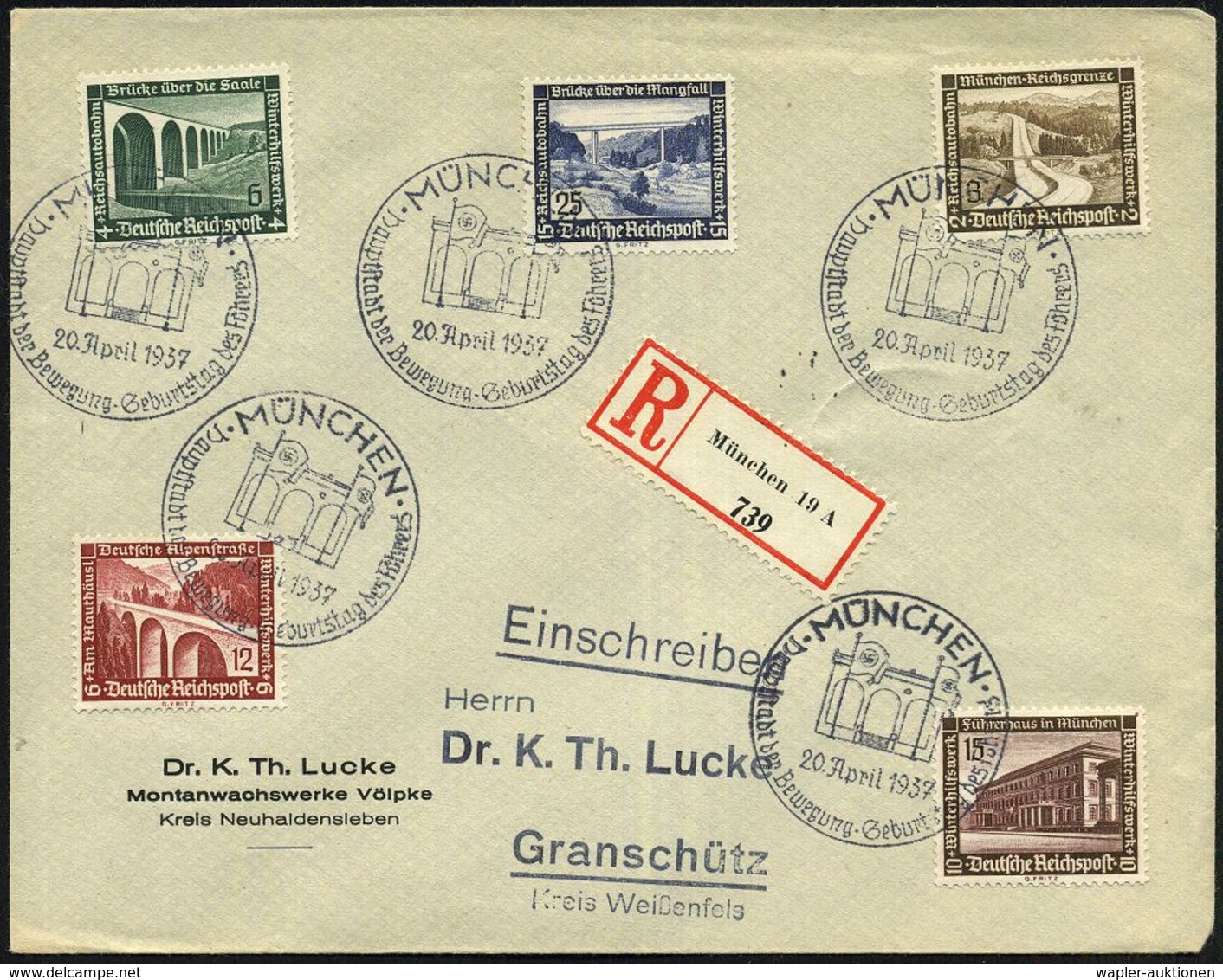 MÜNCHEN/ Hauptstadt Der Bewegung-Geburtstag Des Führers 1937 (20.4.) SSt = Feldherrnhalle ( = Ort Von Hitler's November- - Autres & Non Classés